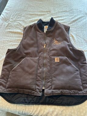 Carhartt Brown Quilted Viking Logo Work Vest